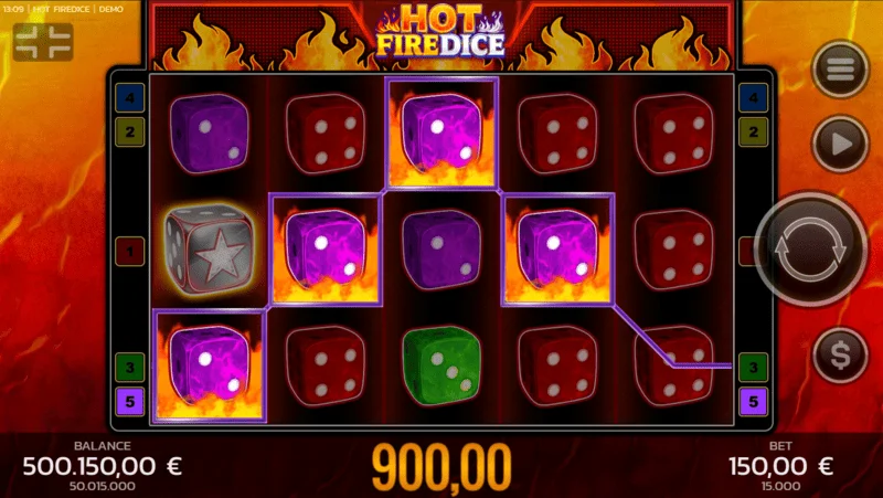 Hot Fire Dice - osnovna igra in razširjajoč simbol Fire Blaze